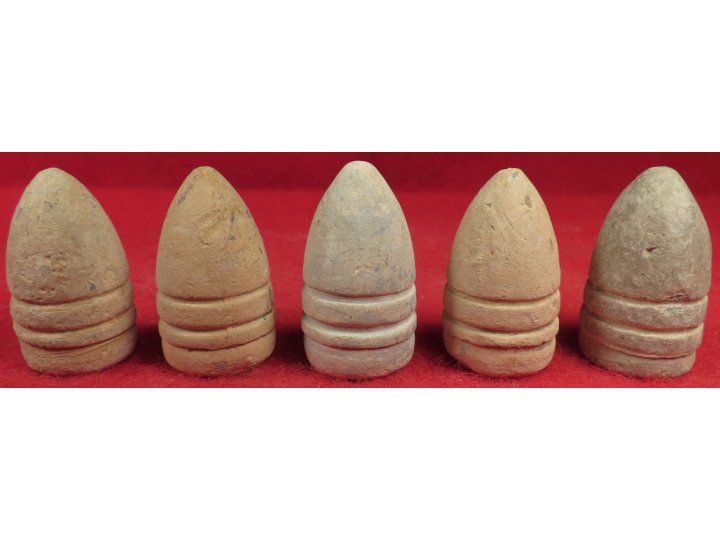 Five High-Grade Spencer Carbine Bullets with Non-Corroded Bases